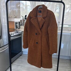 Bershka Brown Teddy Jacket for Cold Weather